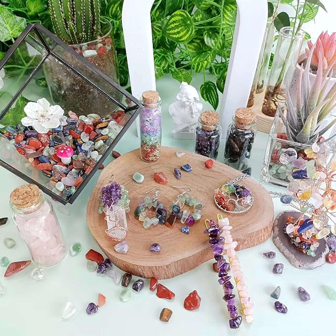 LAIDANLA Aquatic Agate Crushed Stone Crystal Chips Bulk Natural Gemstones Healing Reiki Crystals Mini Quartz Vase Filler Aquarium Gravel 100g