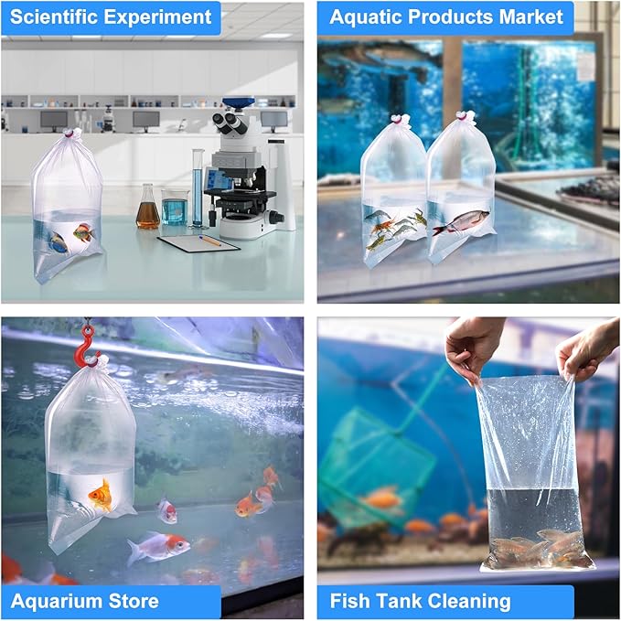 Aquarium Fish Bags, Clear Transportation Bag, Waterproof & Leak-proof Poly Shipping Bags for Storing and Transporting Live Fish (6" x 12" 100pcs)