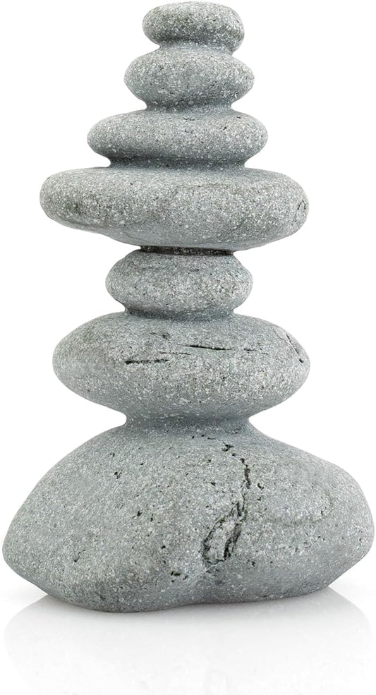 Aquarium Decor,7-Stone Mini Stacked Zen Rock Stone Decor – Balanced Stones Cairn Statue for Garden, Fish Tank, and Micro Landscape (3.7" H)