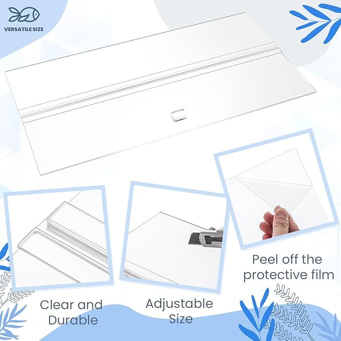 Juexica Aquarium Lids Acrylic Canopy 2 Pieces Set 22.95 x 16.61 x 0.28 Inch for 75/90/110 Gallon with Center Brace Aquariums Cover Fish Tank Lid with a Hook Knife, Clear