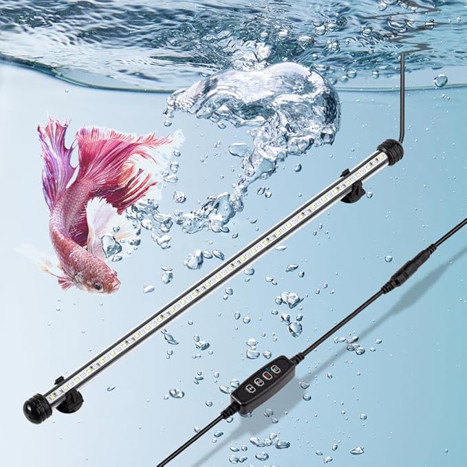 DaToo 10W 18.5inch Submersible Aquarium Light Underwater Fish Tank Light LED Aquarium Light Bar with Timer Auto On/Off and Dimmer Adjustable Brightness, 1 Yr Warranty