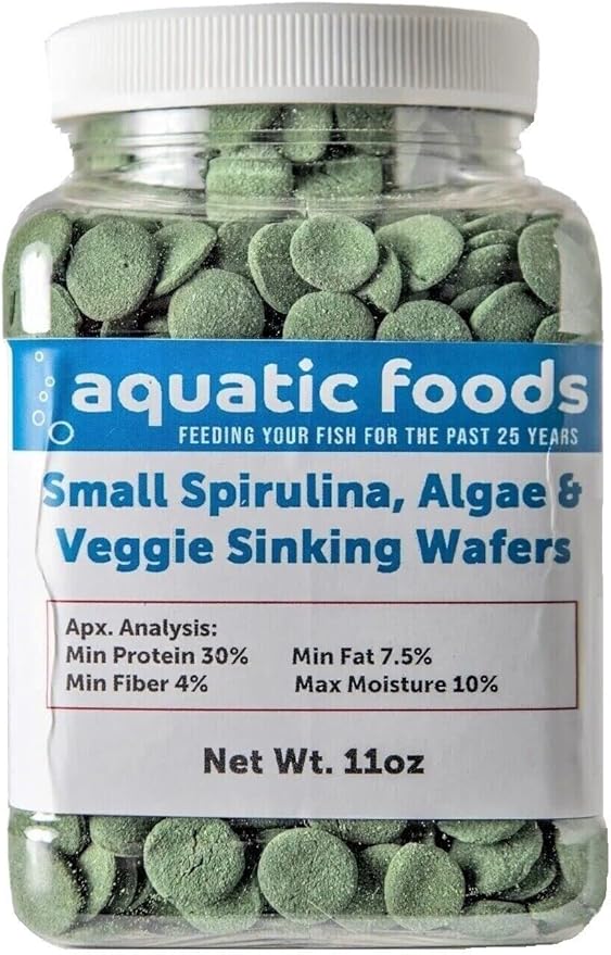 Wafers of Spirulina, Algae & Veggie 12mm - 1/2" Small Sinking Wafer for Shrimp, Snails, Crabs, Crayfish, Catfish, Plecos, All Tropical Fish, Turtles, AFI Wafers...11oz Small Jar