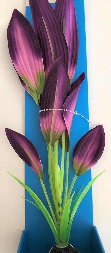 1-Top Fin Underwater Worlds Aquarium Plant Artificial Plastic with Purple Silk Leaves (12" Purple)