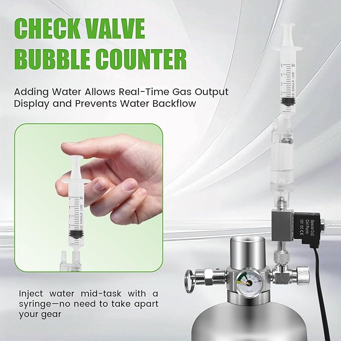 2L Co2 for Aquarium Kit with Double Switch Solenoid Valve, Aquarium Co2 Kit with Adjustable Bubble Counter, Co2 Aquarium Kit