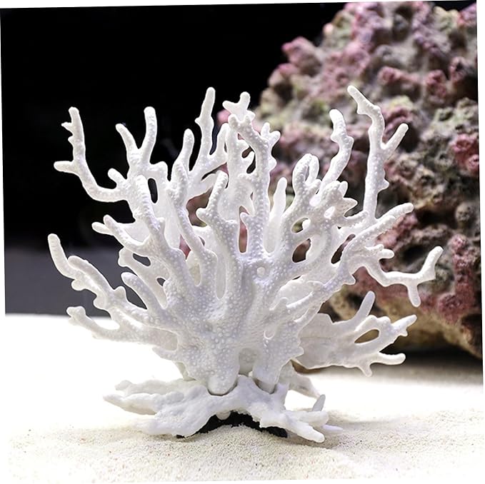 Coral Decor, Coral Reef Decor, 6.3x2.4x5.3 Inch Resin Fake, White Aquarium Decorations for Fish Tank Landscape