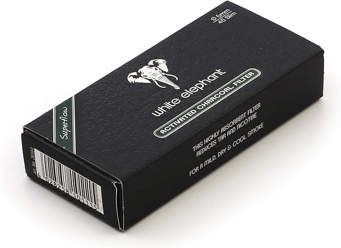 White Elephant 45 Filters x 6mm Active Charcoal Pipe Filter from Germany
