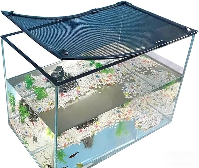 Magnetic Aquarium Cover Fish Tank Lid with Fresh Air Netting, Transparency DIY Mesh Lid Prevents Fish Jumping and Reptile Escapes, Easy to Install(40x30CM/15.75x11.81in)