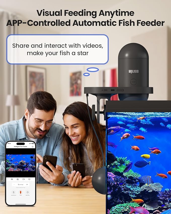 WiFi Automatic Fish Feeder for with 2.5K Camera, 2.4/5G Programmable Visual Aquarium Feeder, Smart App Control & Monitor, 230ML Fish Food Dispenser for Vacation, Saltwater, Freshwater Tanks