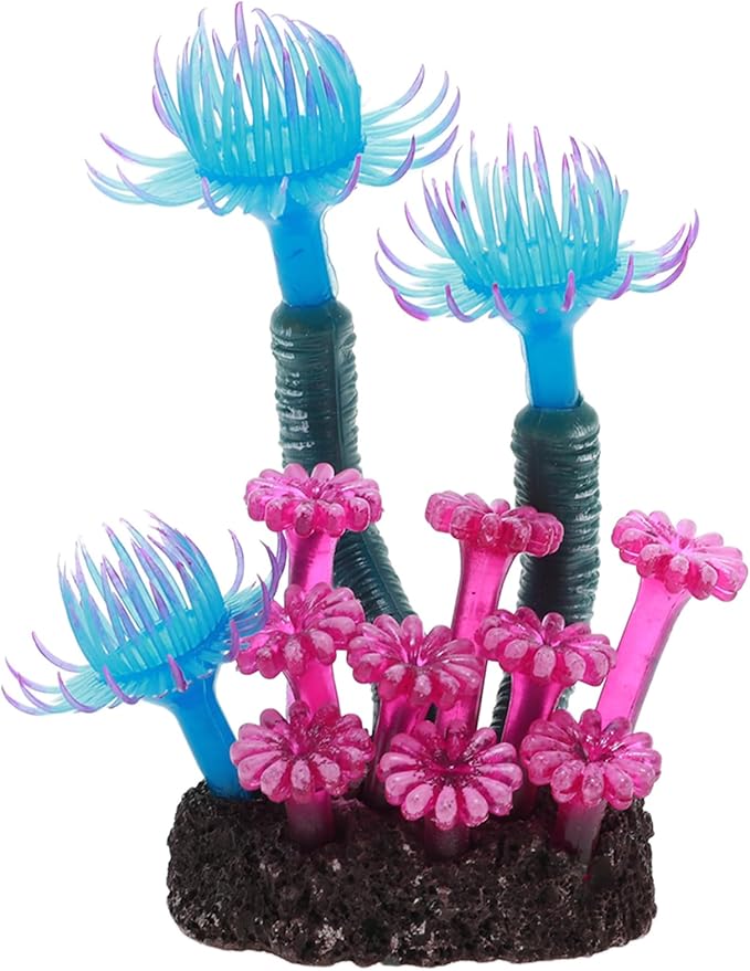 Aquarium Coral, Luminous Fish Tank Ornaments, Silicone Aquarium Plants, Fish Tank Coral, Fake Coral for Fish Landscape Decoration Aquarium Ornaments, Blue Deep Purple