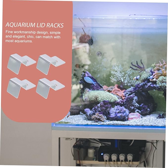 BESPORTBLE 8pcs Aquarium Lid Support Clips Stainless Steel Fish Tank Cover Holders for Glass Tanks Easy to Install Design