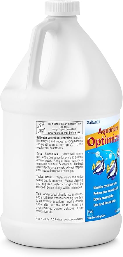 TLC Products, Saltwater Aquarium Optimizer, Aquarium Water Clarifier, Reduces Ammonia, 1 Gallon (3.78L)