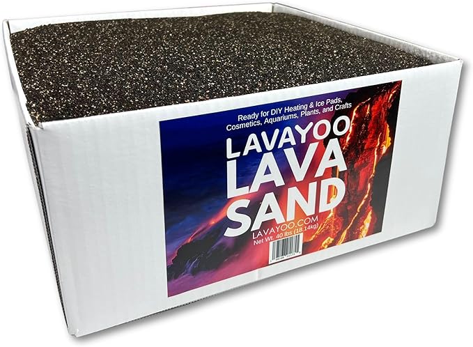 Real Lava Sand - Screened, Washed, Dried and Sanitized - Great for Heating Pads, Cooling Pads, Crafts, and Aquariums (40 lb Box)