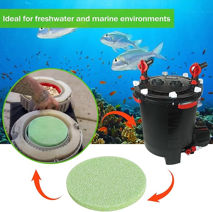 Poweka Phosphate Reducer Filter Pads, Compatible with Fluval FX4/FX5/FX6, 6 Count, Green, Aquarium Filter Accessories