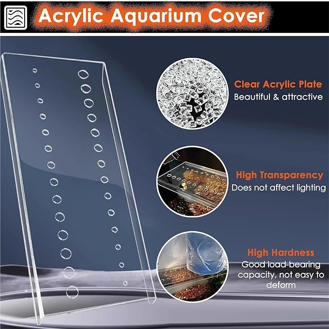 Aquarium Anti-Jump Cover， Aquarium Anti-Jumping Lid with Hole for Profecting Fish Reptiles Turtles from Jumping Out(L80xW45cm(31.5x17.7in))