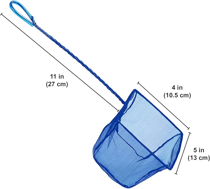 SunGrow Betta Fish Net, Secure Delicate Fin, 5x4 Inches with 11 Inches Handle, Extra Soft Nylon Net, Easy Routine Aquarium Tank Maintenance, Fish Tank Supplies
