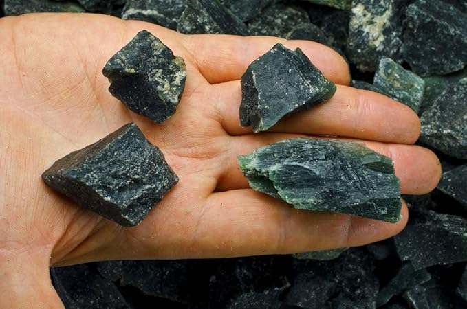 Fantasia Materials: 1 lb Deep Green Serpentine Rough Stones from India