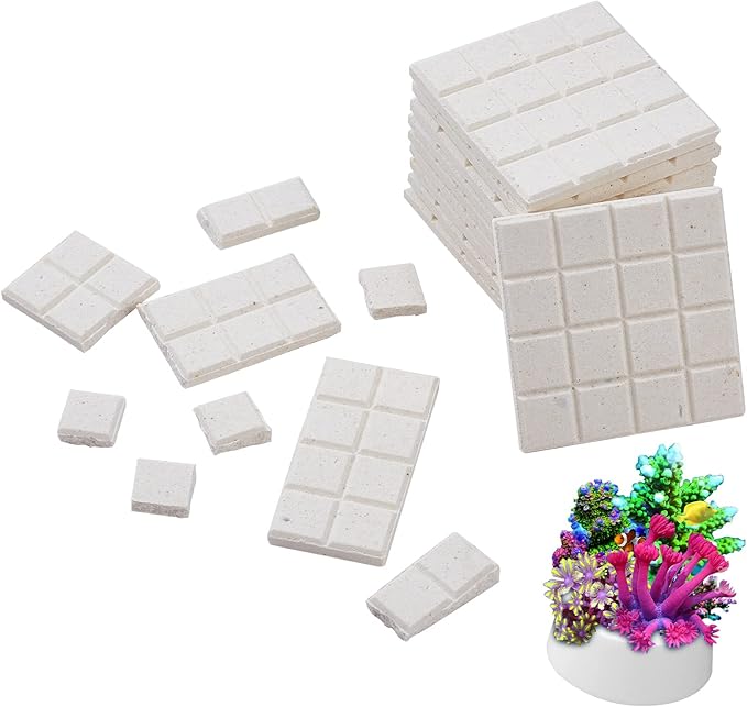 CHGCRAFT 12Pcs Ceramic Coral Frag Tiles Aquarium Coral Rack Support Bracket Aquarium Coral Base Stand Square Base Tiles Heat Diffuser Sheet for Most Aquarium Coral Fragments