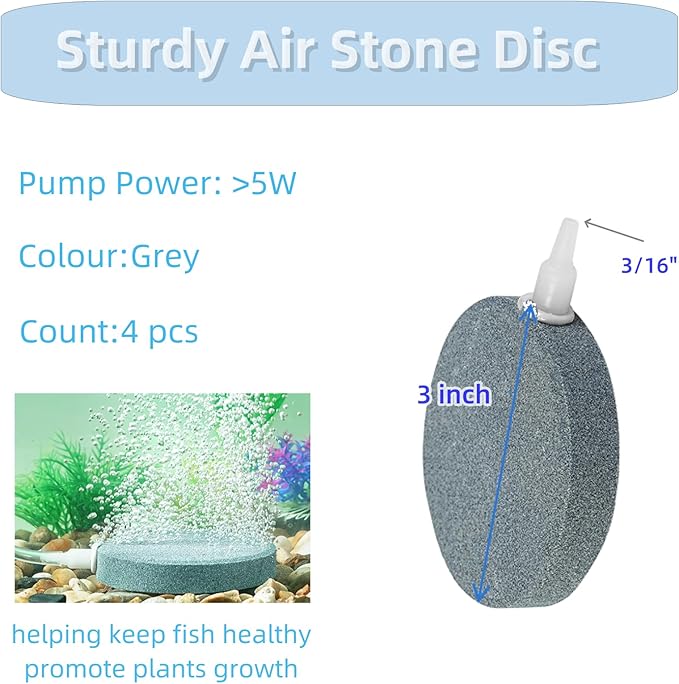 AQUANEAT Air Stone Disc, 4 Packs, Aerator Bubble Diffuser, Air Pump Accessories for Hydroponics, Aquarium Fish Tank, Ponds, DWC Reservoirs and Circulation System (3 inch)