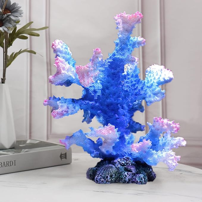 Tirifer Aquarium Coral Ornament, Faux Artificial Coral Decor, Polyresin Coral Decor for Fish Tank Decoration Aquarium Landscape