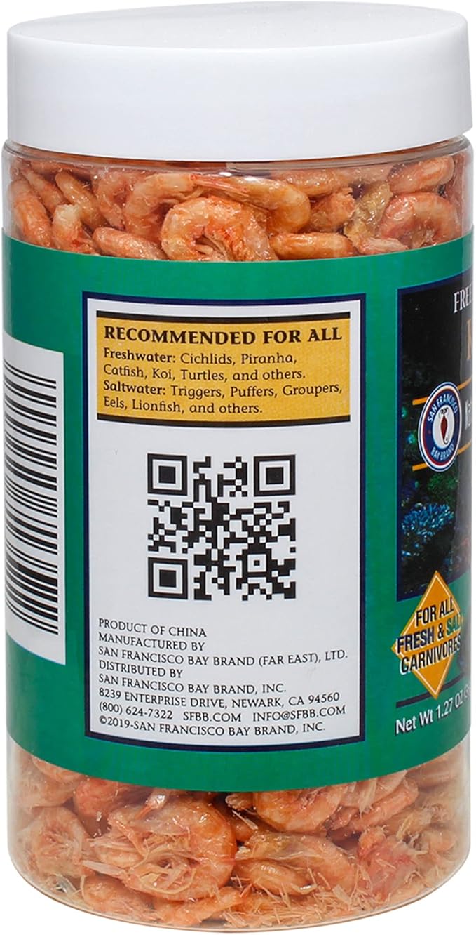San Francisco Bay Brand Freeze Dried Krill Fish Food - All-Natural, Sustainably Harvested, High Protein Dried Shrimp for Freshwater and Saltwater Carnivores, Koi, Cichlids, Turtles - 1.27 oz (36g)