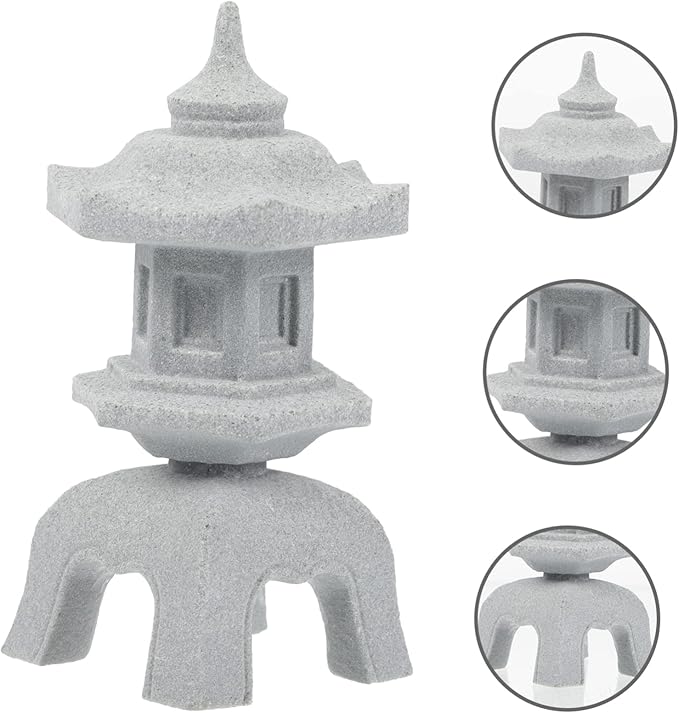 Stone Lamp Shape Aquarium Ornament 3.62X1.96X1.85In Fish Tank Decoration Micro Landscape Decor for Bonsai Garden and Aquatic Pets