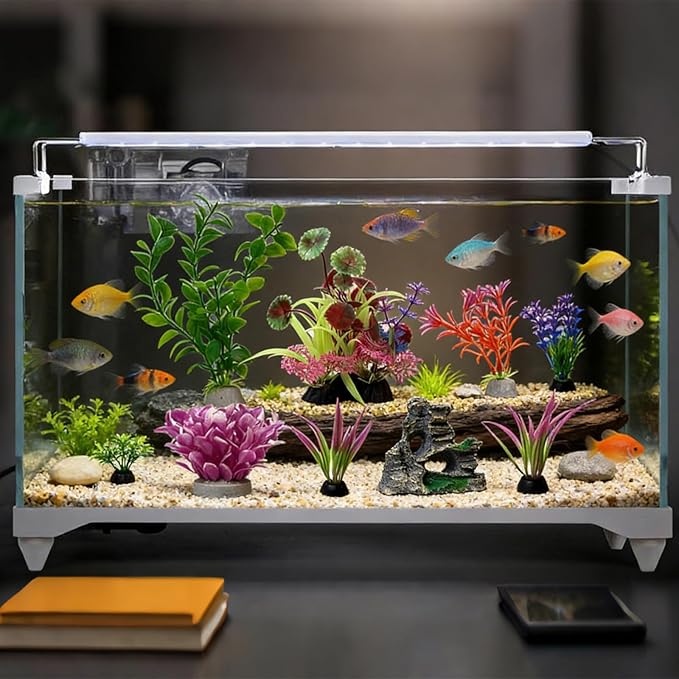 Aquarium Artificial Plastic Plants Decors Goldfish Betta Cave Rock Hideout Fish Bowl Ornaments Plants Decorations Vivid Colorful Fish Tank Large Small Artificial Plants Seaweed Sets Aquarium Decor