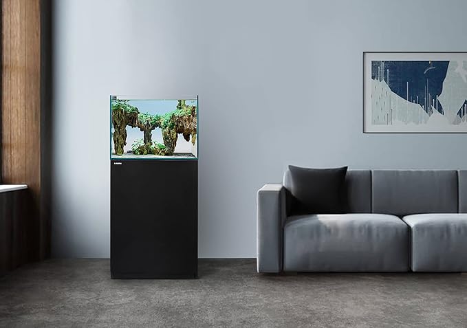 LANDEN Aquarium Wooden Stand and Cabinet for up to 30 Gal Tank, Fish Reptile Sea Salt WaterTank Stand, Nano Foam Leveling Mat Included, W23.6xD17.7xH31.5 in, Wooden Matte Black Painted(Stand Only)