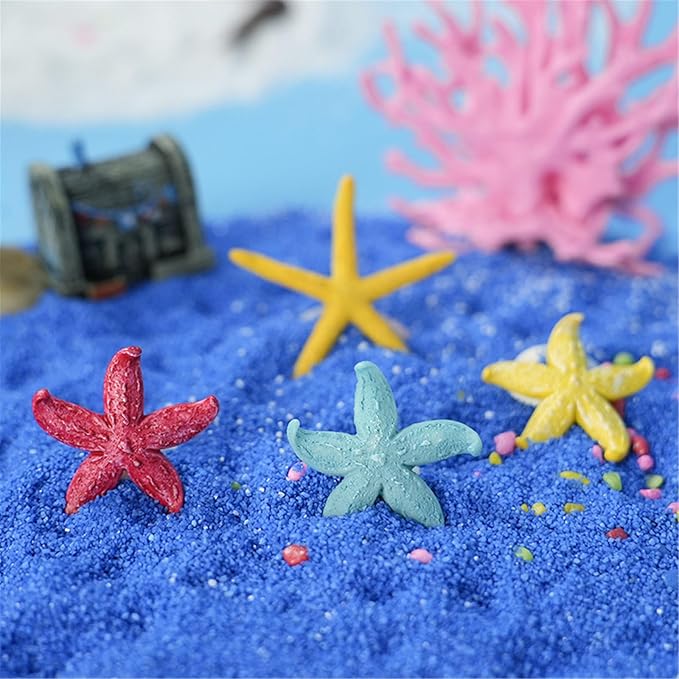 6 PCS Starfish Ornaments Realistic Starfish Decorations Starfish Fish Tank Ornaments Multi-Colored Mini Aquarium Decorations DIY Fish Tank Decor for Home DIY Crafts