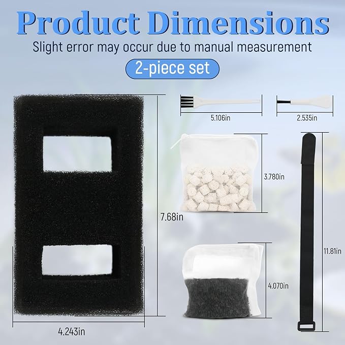 A1376 Aquarium Filter Media Kit Compatible with Fluval Spec Evo Betta Flex Series Aquarium Filters Foam Replacement Set Suitable for Most Standard Aquariums (2-Pack)
