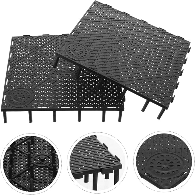 FOMIYES 20pc Fish Tank Bottom Plate PVC Stacking Grid Black Easy Installation High Water Permeability