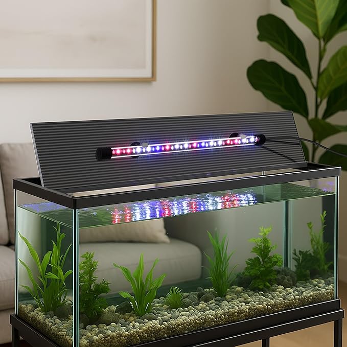 Sieral Aquarium Lids Polycarbonate Greenhouse Panels Canopy with LED Light 29 x 11.38 x 0.12 Inch for 20/29/37 Gallon Without Center Brace Aquariums Cover Fish Tank Lid (Black)