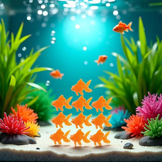 5Pcs Orange Aquarium Fish Bowl Tank Artificial Floating Plastic Decor Goldfish Ornament Fish Tank Decoration Aquarium Décor Thematic Ornaments