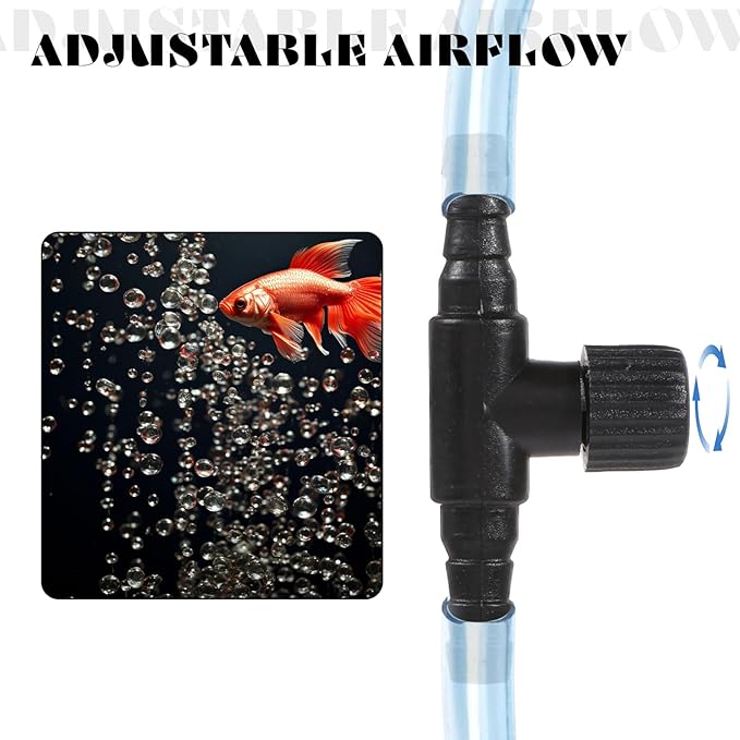 10Pcs Aquarium Air Control Valves for 3/16" (4mm) ID Airline Tubing, Adjustable Black T Shaped Hose Connectors Single Way Plastic Air Flow Controllers Regulators, Air Pump Accessories for Fish Tank