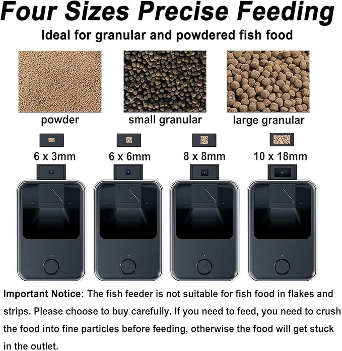 WiFi Automatic Fish Feeder for Aquarium, Food Dispenser for Fish Tank with App Control, USB Powered, Suitable for Small Tank Pelleted Food, Black