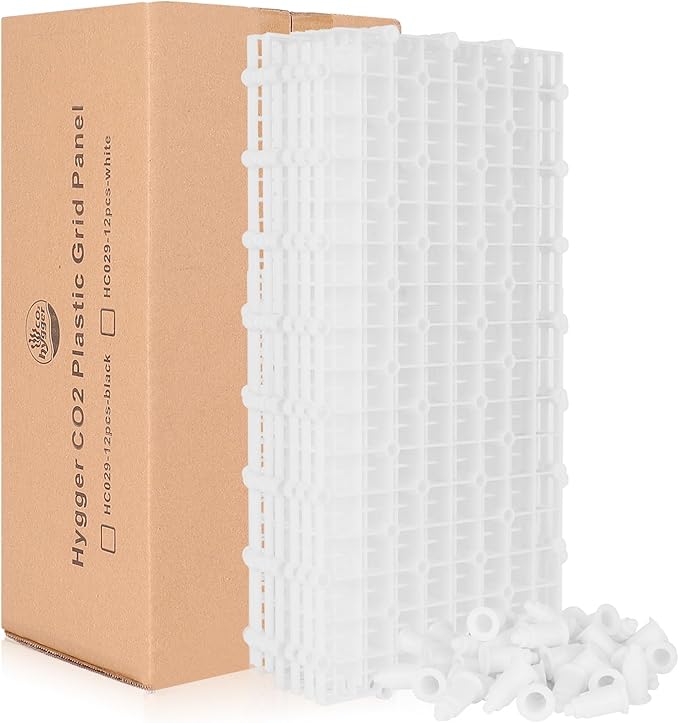 8pcs Aquarium Fish Tank Divider Filter Bottom with Bracket, Plastic Egg Crate Grid (11.6X5.7inch) for Fish Tank Separation, Bottom Filtration & DIY Aquascaping (White, 48 Brackets)