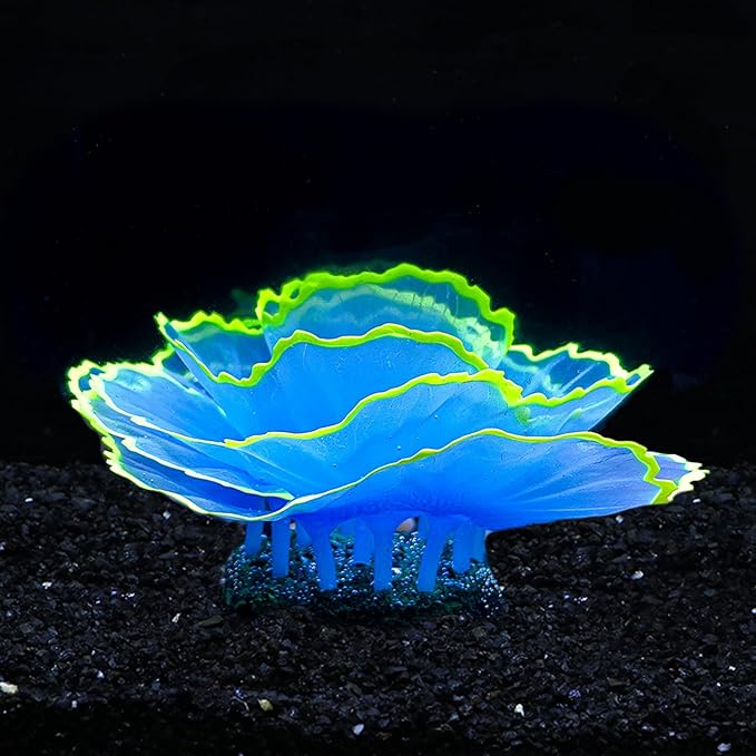 Dynamic Glow in The Dark Aquarium Decorations: Unleashing Visual Effects with Soft Silica Gel, Changing Lights, and Colorful Glowing Coral Ornaments for Enchanting Fish Tank Decor