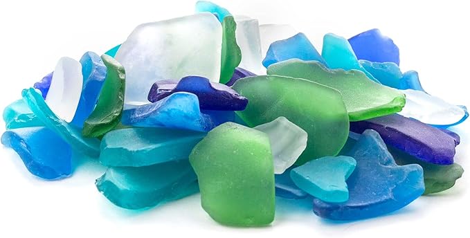 Galápagos (05138) Aquarium Sea Glass – Tumbled Decorative Glass for Aquariums, Terrariums, Crafts, Vases, and Home Decor, 4 lb Bag, Atlantic Mix