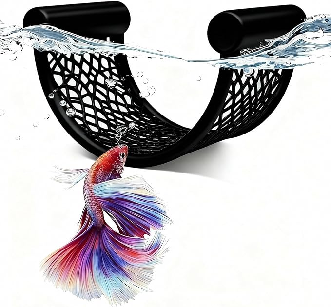 CPLIKE Black Betta Fish Hammock – Floating Aquarium Rest Ledge for Nano Fish, Shrimp, Corydoras – Natural-Look Black Perch Platform for Betta Tanks, Aquascape Decor, Low Flow Aquarium Accessory