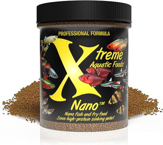 Xtreme Nano 0.5mm Sinking Pellets – High-Protein Fish Food for Nano & Community Fish, Krill-Based Formula for Color, Immune Support, and Vitality – Complete Nutrition for Small Aquarium Species (5oz)