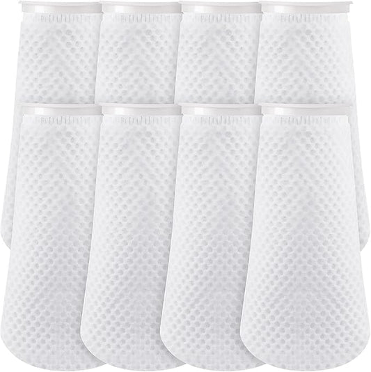Jecery 8 Pcs Filter Socks 4 Inch 3D Honeycomb Design Filter Sock 4 Inch Ring by 11.8 Inch Long Saltwater Aquarium 150μm Aquarium Sump Use in Fish Tank Sump Overflow, White
