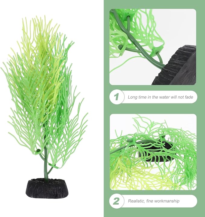 STOBOK 1Pc Artificial Aquarium Plants, Artificial Hornwort Plant Coral Decor Fish Tank Plants Coral Reef Decor Seaweed Decor for Aquarium Decorations Ornaments, Green