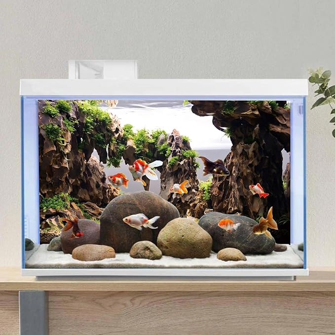 AWERT 36x20 inches Viewing Stone Fish Tank Background Aquatic Plant River Bed & Lake Aquarium Background Seaweed Aquarium Vinyl Background