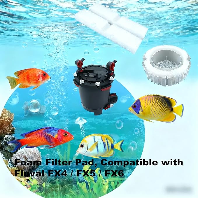 26 Piece Fx6 Canister Filter Media Kit Replacement Compatible with Fluval Fx4/Fx5/Fx6 Aquarium Filters Including Upgraded 3-in-1 Carbon Pad, Bio Foam, Carbon Sponge Filter, Ceramic Rings