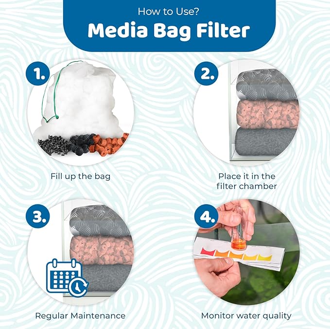 SunGrow Catappa Leaf Filter Bags, 10 Mesh Bags for Carbon Media, Durable Drawstring Bio Media Bags for Fish Tank Filters, Aquarium Fine Nylon Bags for Activated Carbon, Biosphere, or Ceramic Rings