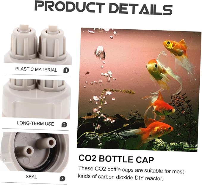 Mipcase 2pcs Guage Aquarium Bottle Reactor Planted Accessories Diffuser Tube Part for Plants Tank Cap Dioxide Tool Tank, Carbon Cap, Fish Generator Reactor, System