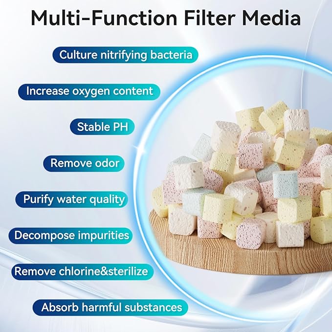 Aquarium Filter Media for Freshwater & Marine Tank Bio House Filter Media with Ceramic Cube Brick & Bio Cube, Helps Maintain Clear Water for Sump, Pond & Koi Fish Tanks
