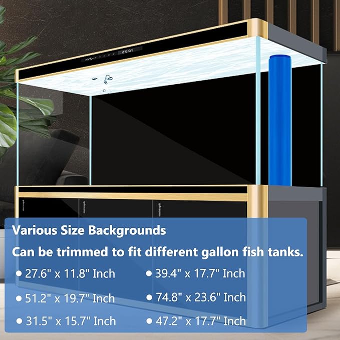 XCNO Aquarium Background Static Cling Black Fish Tank Background Wallpaper Fish Tank Backdrop Vinyl Aquarium Poster Background 47 x 18 in