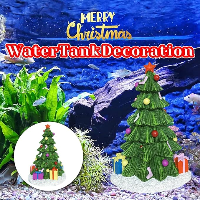 SLOCME Aquarium Christmas Tree Decorations - Fish Tank Christmas Tree Statue Holiday Decoration for Aquarium Betta Fish