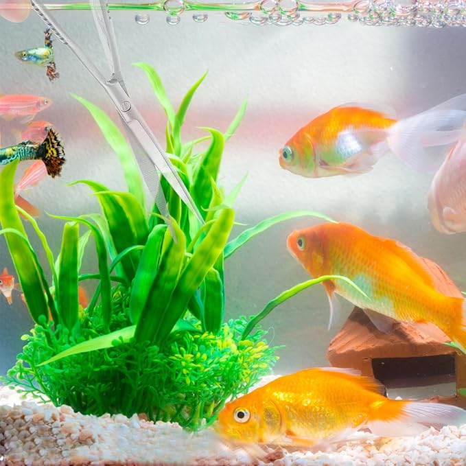 Aquarium Water Grass Stainless Steel Spring Action Curved Aquatic Plant Tongs Fish Tank Landscaping Tools for Aquarium Embroidery