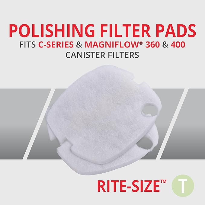 Marineland Polishing Filter Pads, 2 Count, Support Mechanical Aquarium Filtration, Rite-Size T, Fit C-Series and Magniflow 360 and 400 Canister Filters